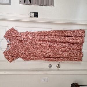 OLD NAVY 3X red floral ruffle maxi dress with tie back detail Plus size